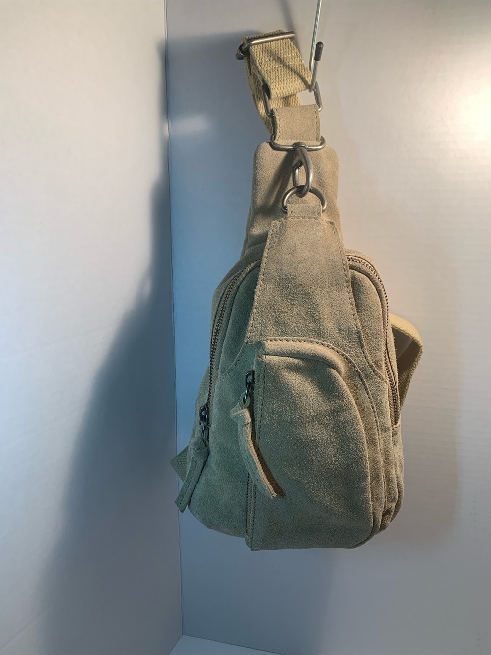 Free People Tan Canvas Sling Backpack